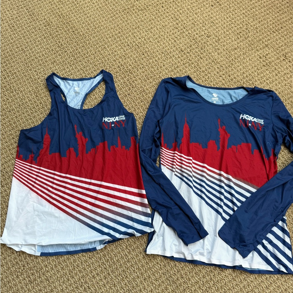 Hoka x rabbit long sleeve and singlet